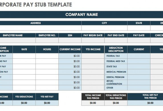 Free Pay Stub Templates Smartsheet Document Spreadsheet