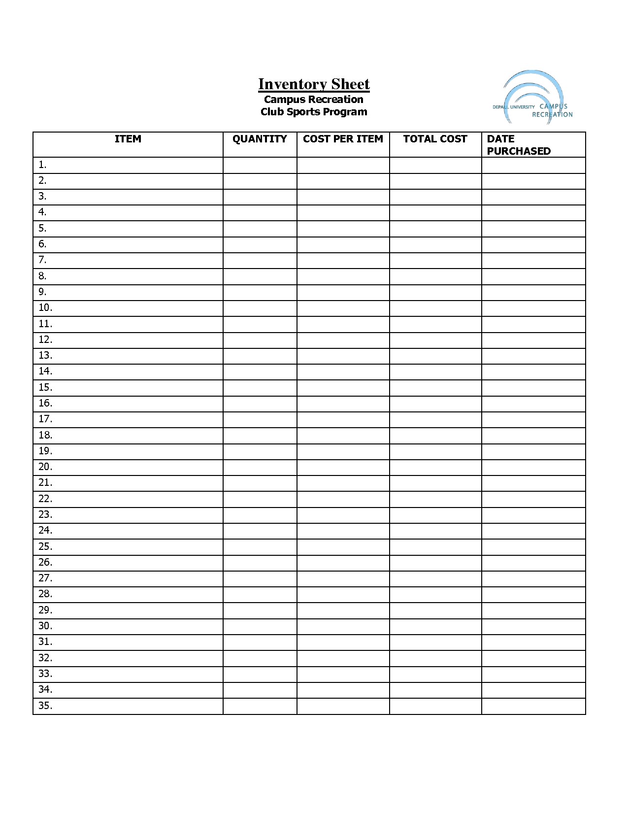 Free Printable Inventory Sheets Sheet DOC Ideas Document For Small