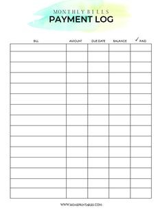 FREE Printable Monthly Bill Organizer Business Rules Pinterest Document Paying Spreadsheet