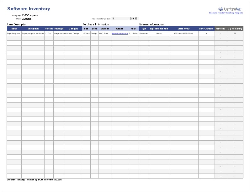 Free Software Inventory Tracking Template For Excel Document Management In Download