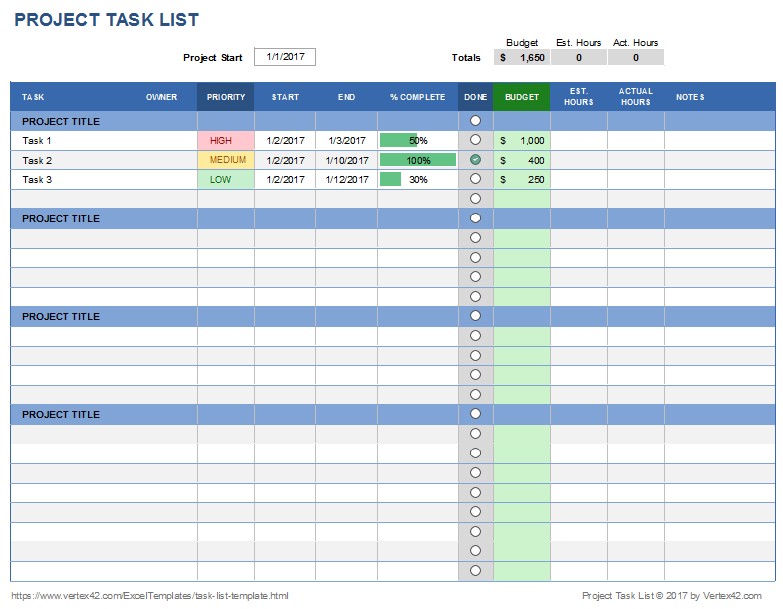 Free Task List Templates For Excel Document Daily Tracking Spreadsheet