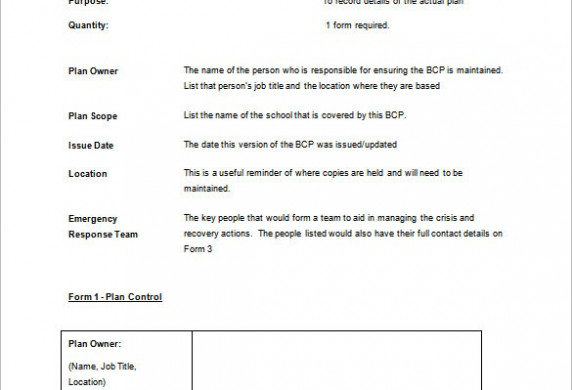 Free Template For Business Continuity Plan Document Example