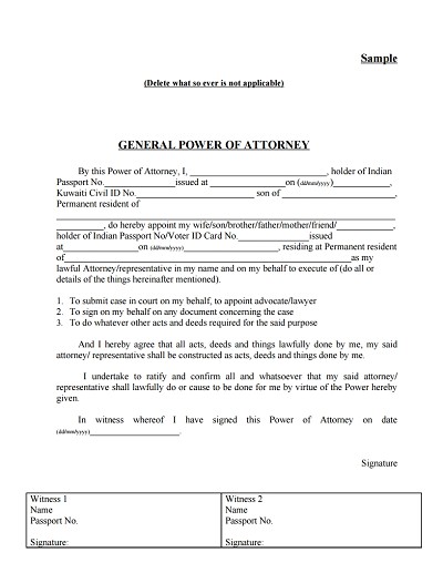 General Power Of Attorney Form Download Edit Fill Print Create Document Sample