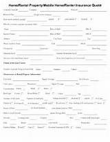 Homeowner Insurance Quote Sheet