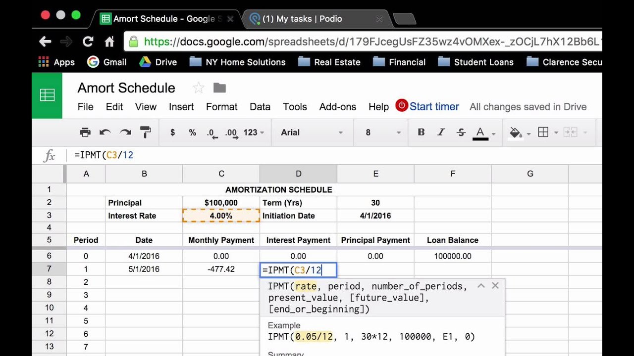 How To Create A Loan Amortization Schedule In Google Sheets MS Document Spreadsheet