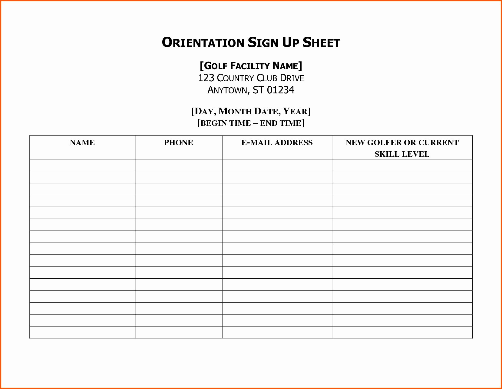 How To Make A Signup Sheet On Microsoft Word Fresh Document