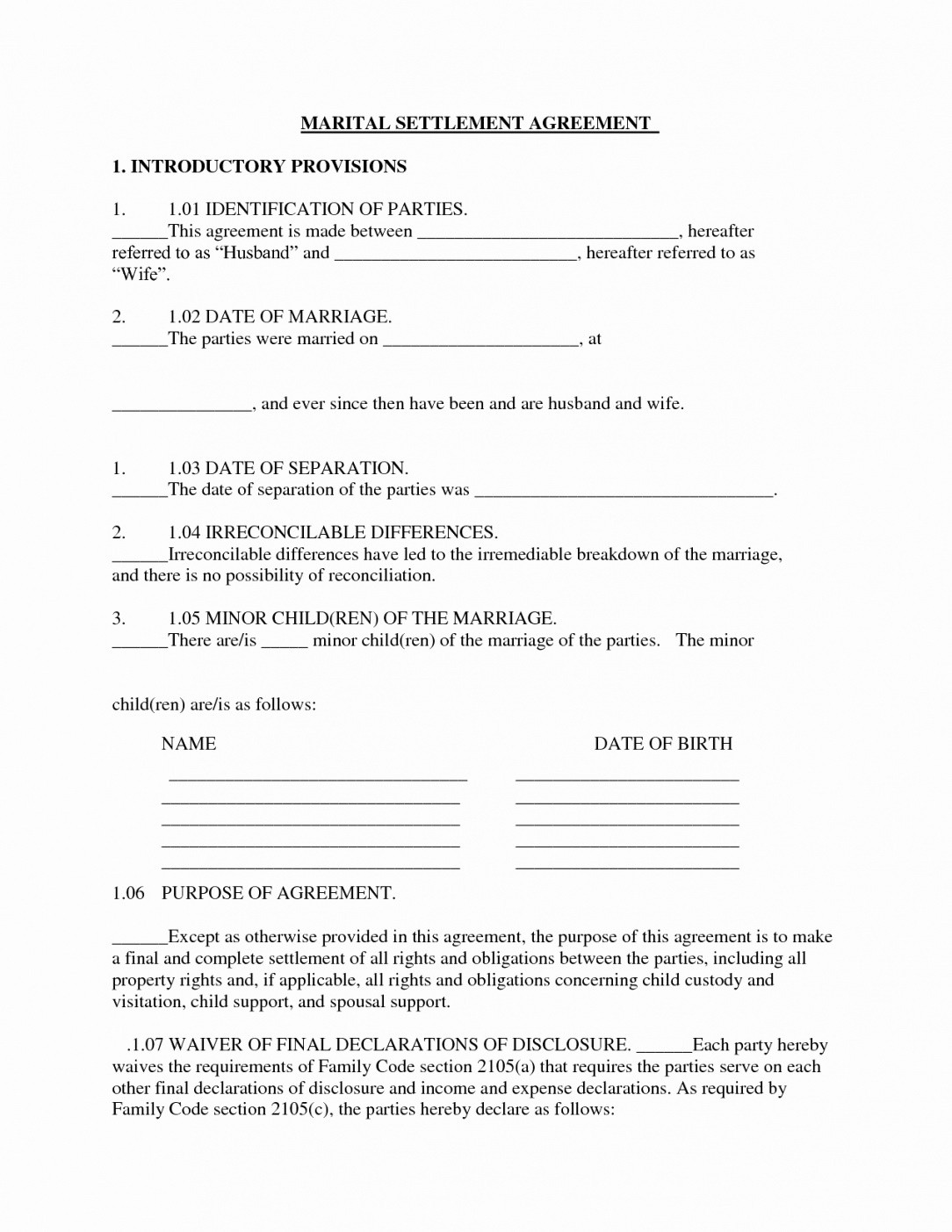 Informal Separation Agreement Elegant Divorcet Template Sample Document