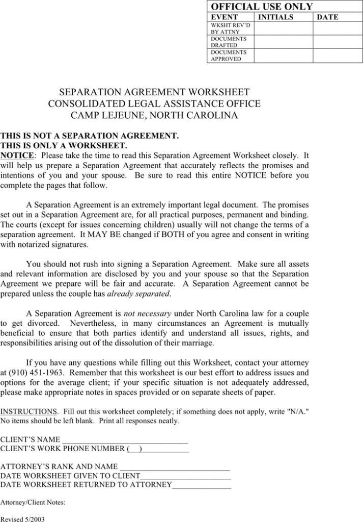 Informal Separation Agreement Template Uk Document