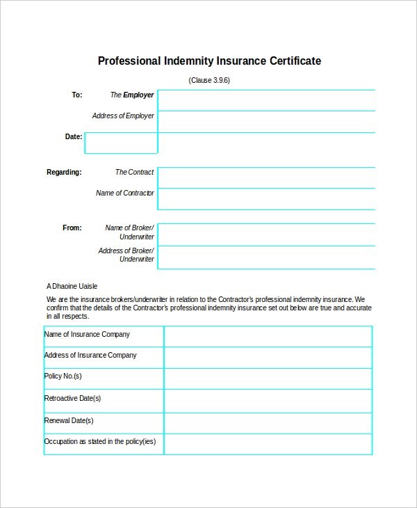 Insurance Certificate Template 10 Free Word PDF S