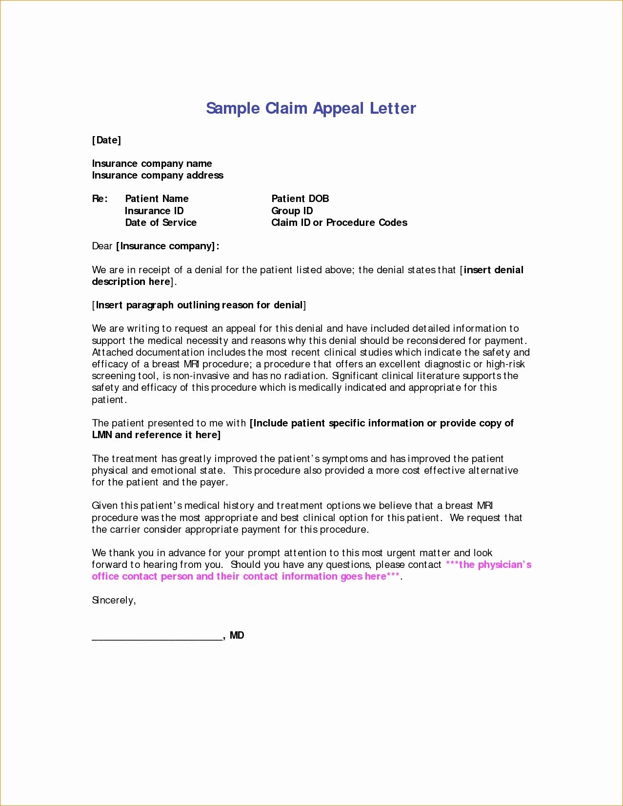 Insurance Denial Letter Template Inspirational Claim Document