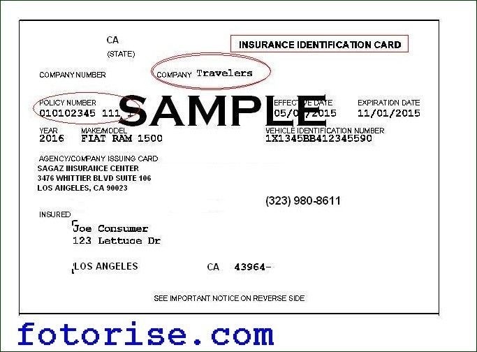 Insurance Id Card Template Reactorread Org Document Identification
