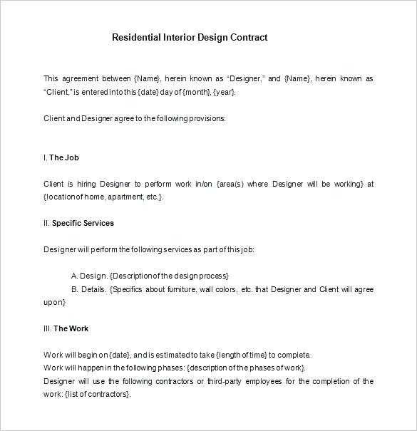 Interior Design Proposal Letter Unique Decorating Contract Document Template