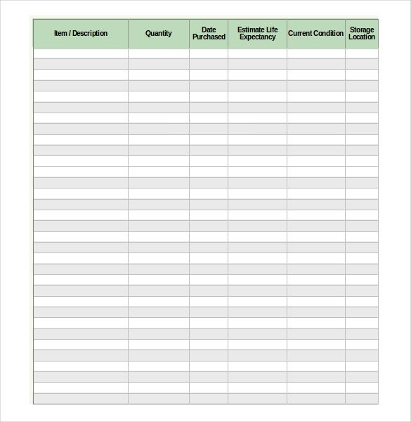 Inventory List Template 13 Free Word Excel PDF Documents Document Blank Sheets Printable