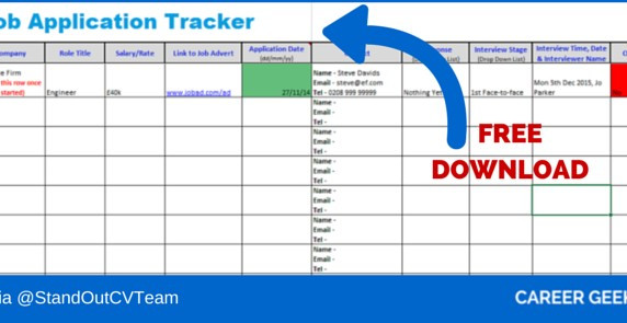 Job Application Recruitment Tracking Spreadsheet FREE Excel Document Tracker Xls