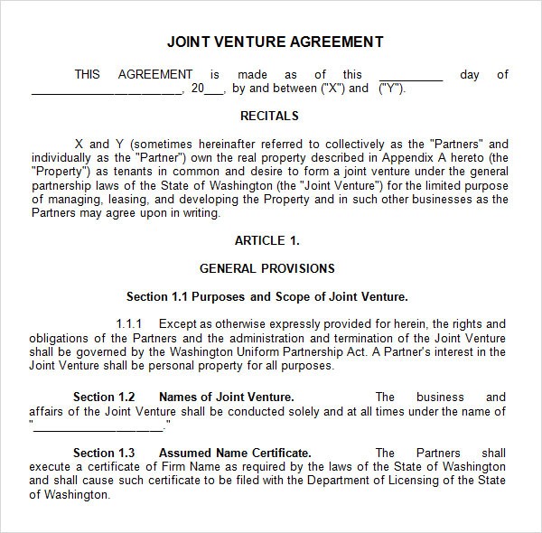 Joint Venture Agreement Template Free Download Mesotraining Com Document Simple