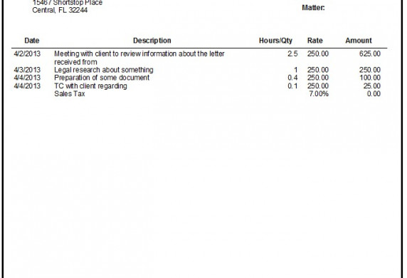 Law Firm Invoice Sample Template Quickbooks For Document Lawyer