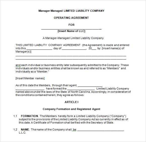 LLC Operating Agreement 8 Download Free Documents In PDF Word Document Llc