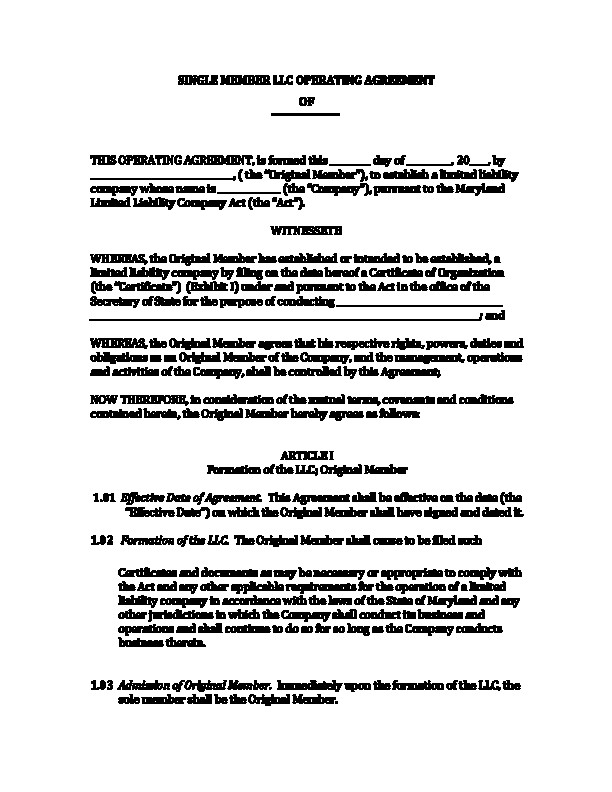 Llc Operating Agreement Maryland Gtld World Congress Document