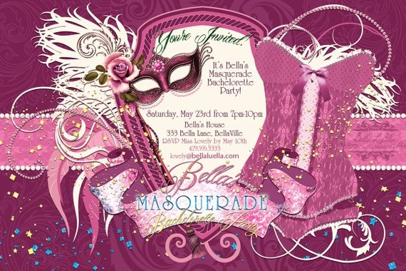 Masquerade Bachelorette Party Invitation Etsy Document Invitations