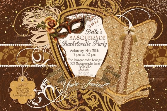 Masquerade Bachelorette Party Invitation Etsy Document Invitations