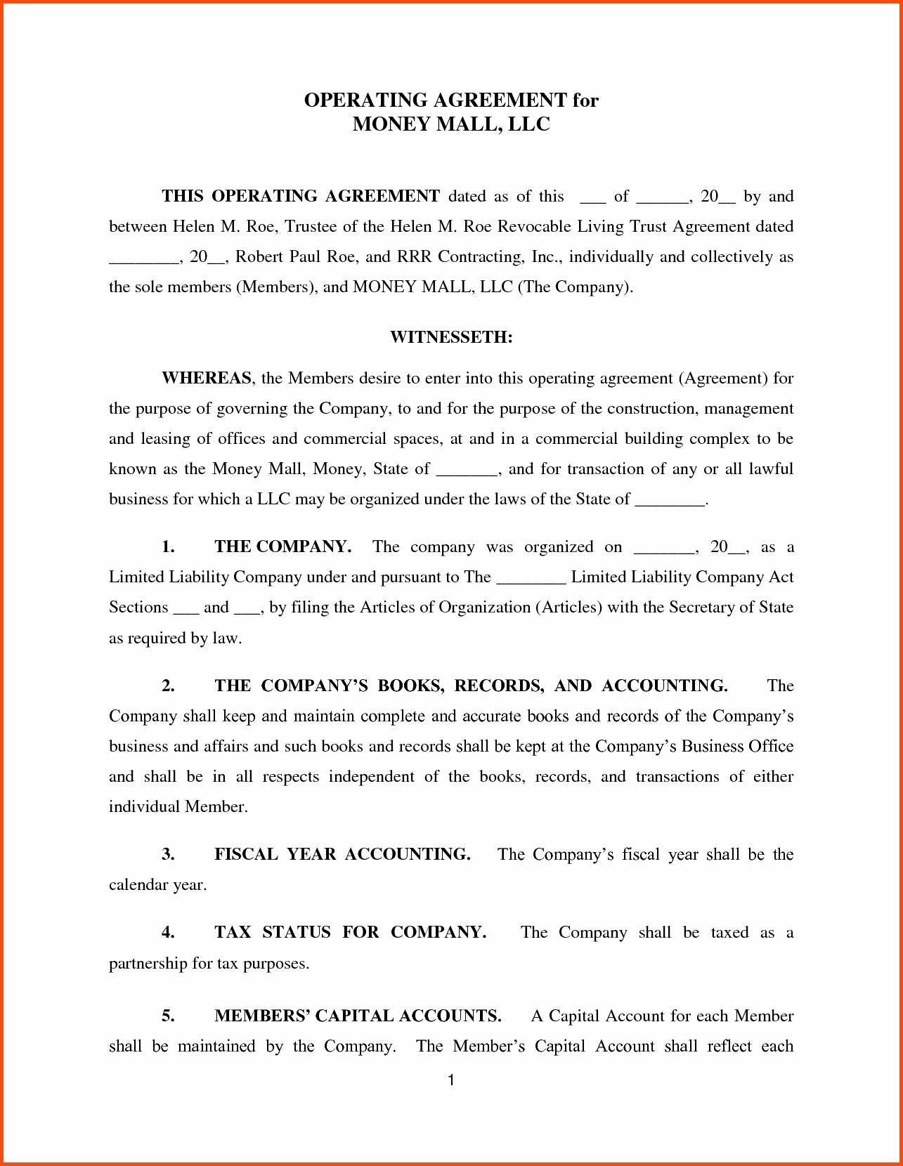 Member Managed Llc Operating Agreement Template Beautiful Free Texas Document
