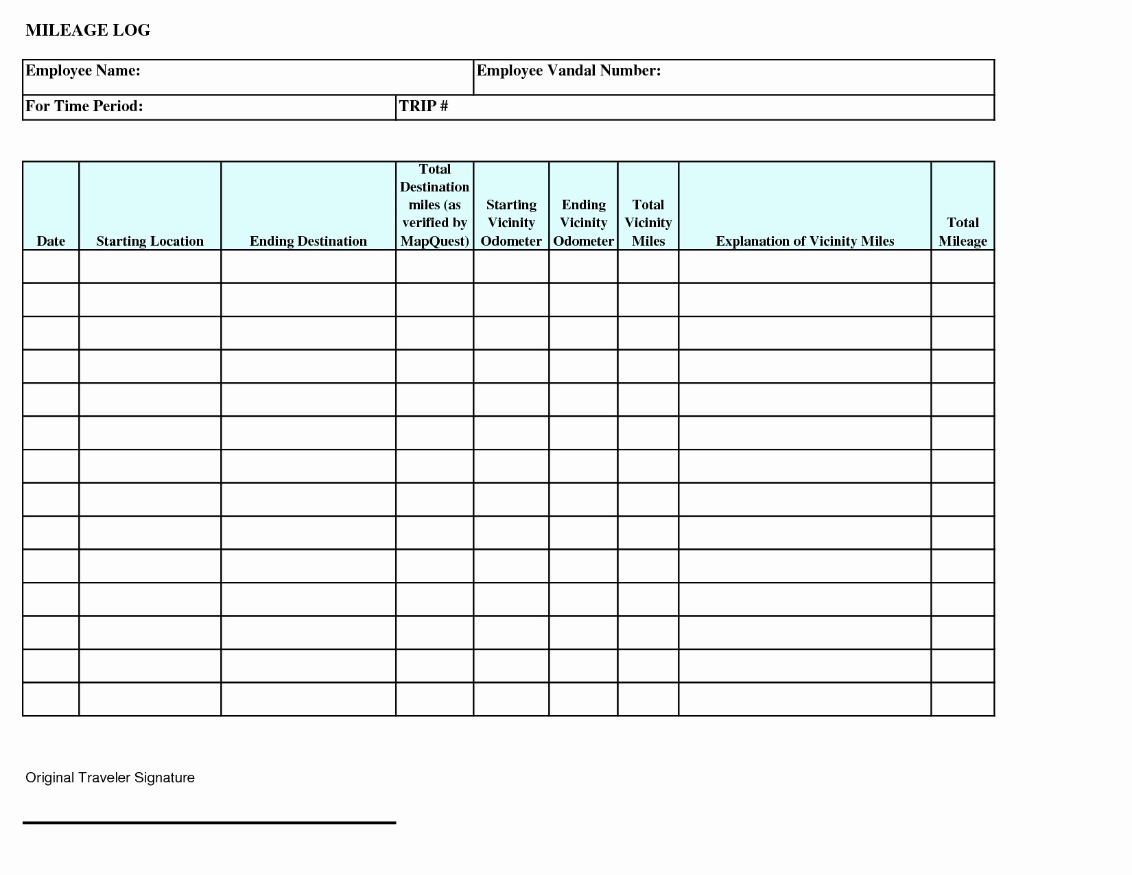 Mileage Tracker Form Template Excel Fresh Vehicle Log Book Free Document