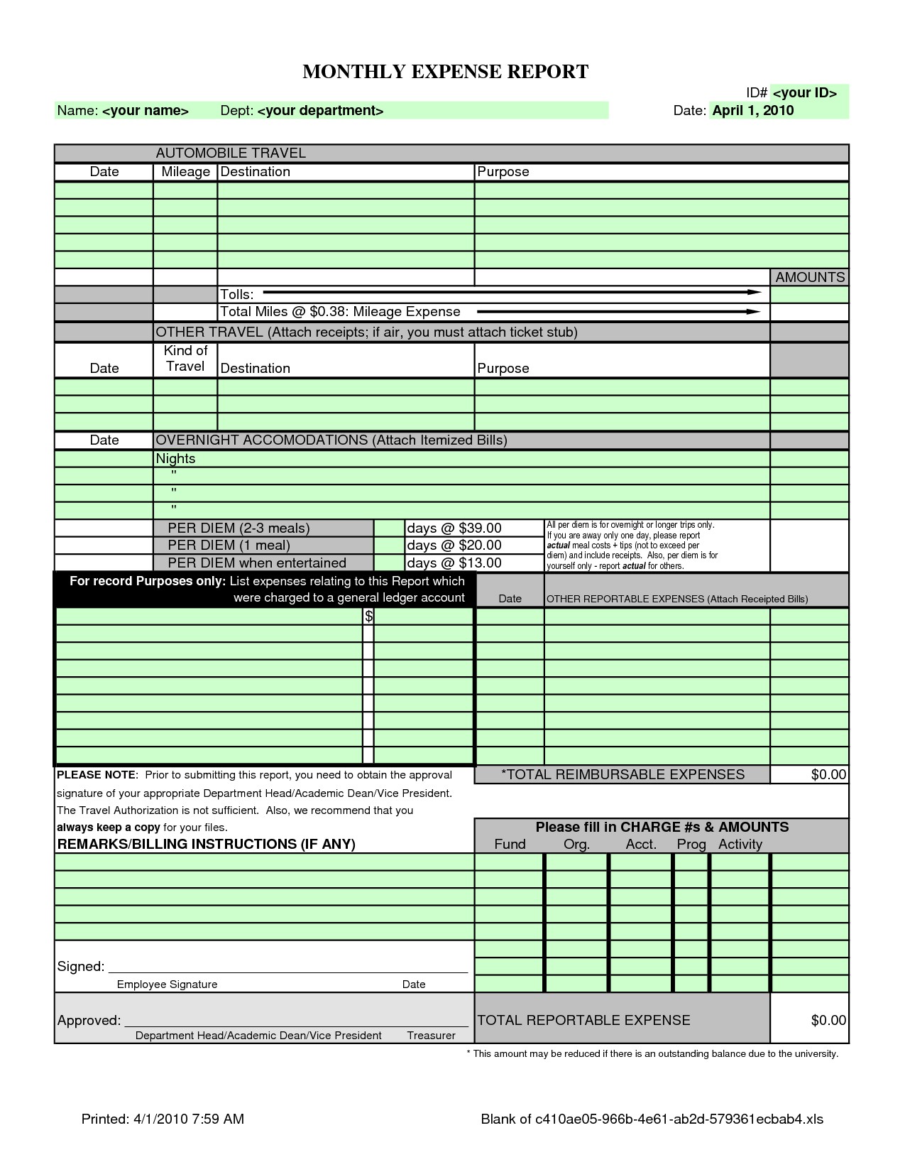 Monthly Expense Report Template Charlotte Clergy Coalition Document Free For Small