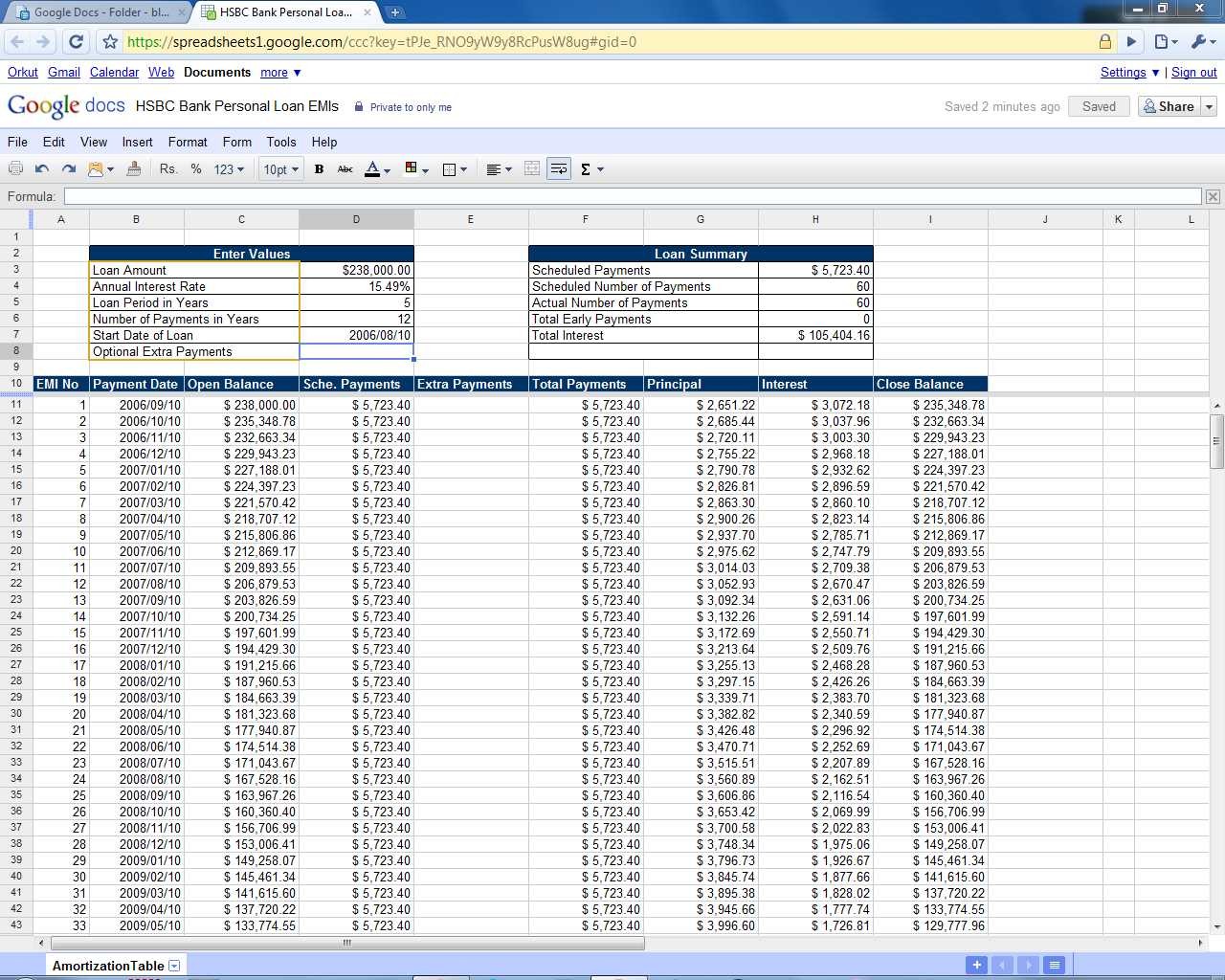 Mortgage Payment Table Spreadsheet Sosfuer Document