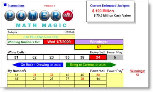 MS Excel Crunching The POWERBALL Lottery TRCB Document Powerball Winning Numbers Spreadsheet