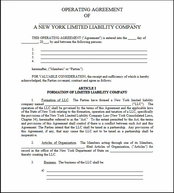 New York State Llc Operating Agreement Template Tridentknights Com Document Ny