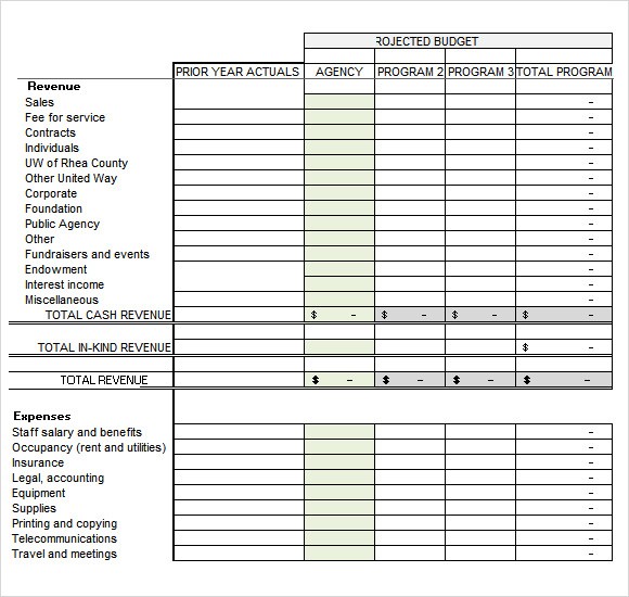 Nonprofit Budget Template Com Document Sample Startup For