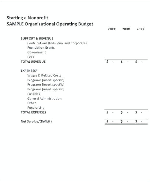 Nonprofit Operating Budget Template 8 Non Profit Document