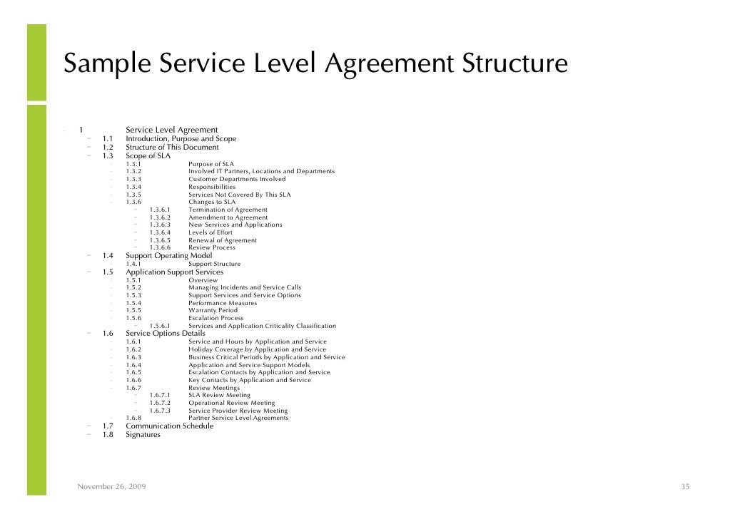 Notes On Managed Service And Outsourcing Implementation Management Document Services Sla Template