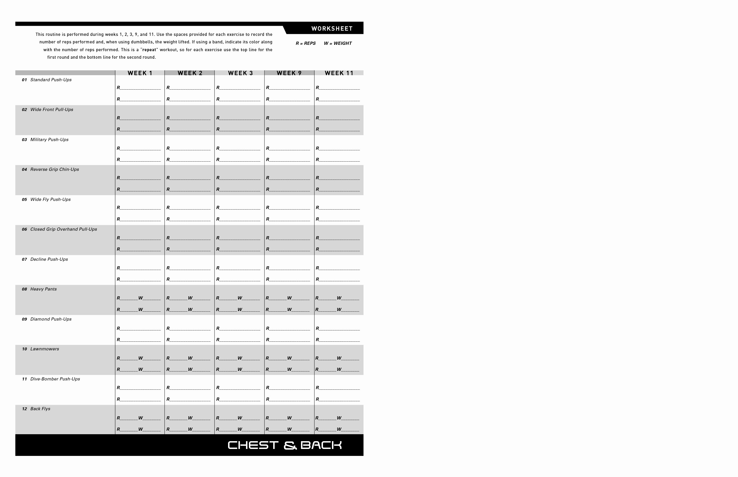 P90x Chest And Back Worksheet Awesome Workout Sheet Pdf Baskanai Document