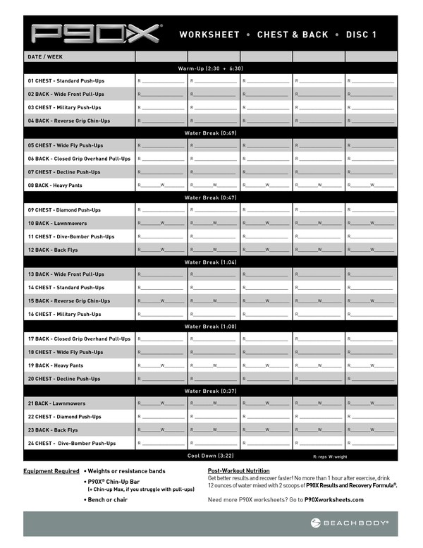 P90X Workout Sheets Beachbodycom Pdf P90x Workouts Health Document Chest And Back Sheet