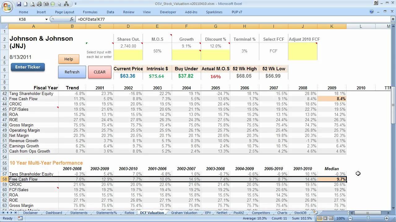 Part 1 Discounted Cash Flow With The OSV Spreadsheets YouTube Document Damodaran Spreadsheet