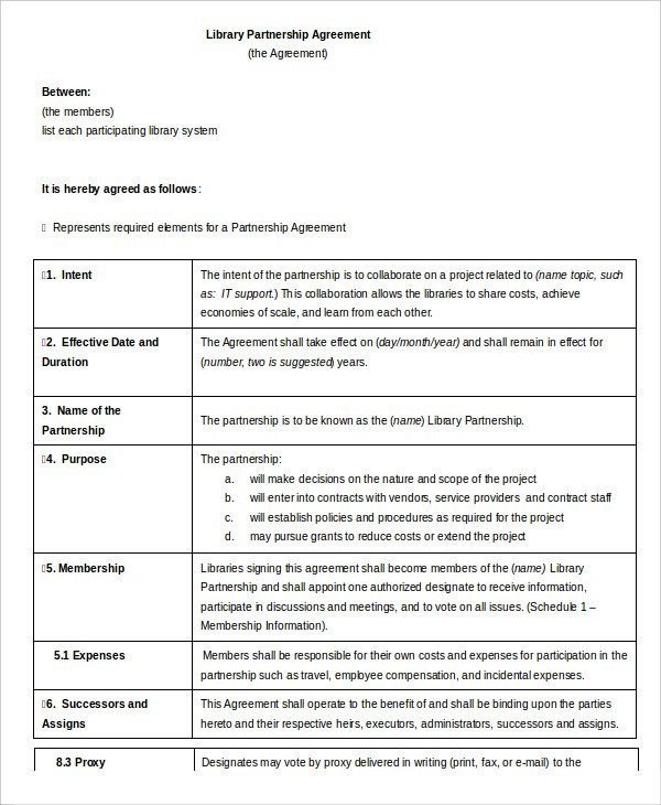 Partnership Agreement 11 Free Word PDF Documents Download Document Template