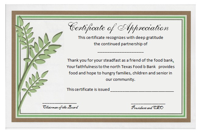 Partnership Certificate Of Appreciation Template Templates Document