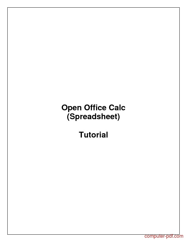 PDF Open Office Calc Spreadsheet Free Tutorial For Beginners Document Openoffice Pdf