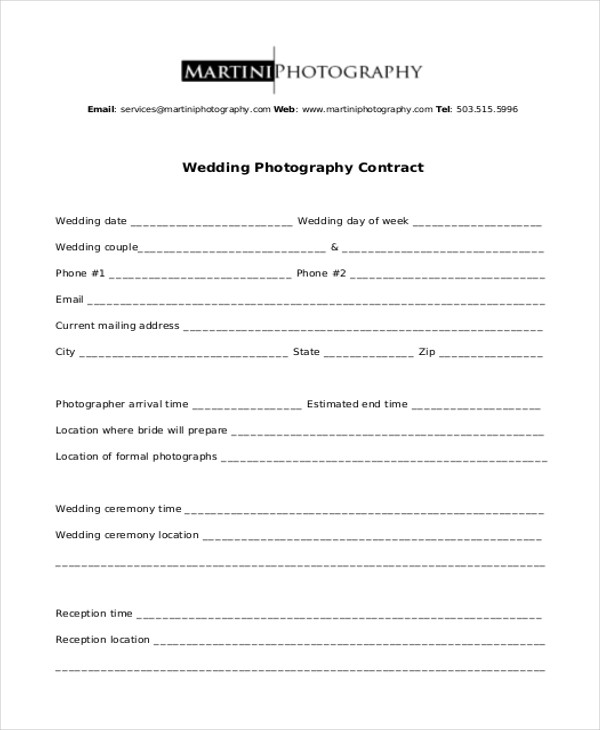 Photography Sample Contract Tier Crewpulse Co Document Template Word