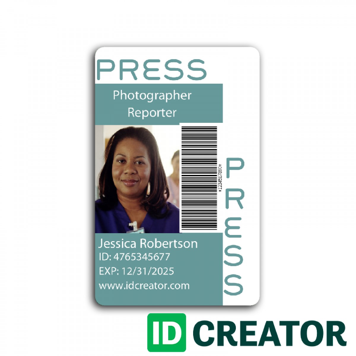 Press Pass Custom Credentials Made Same Day By IDCreator Com Document Photographer Template