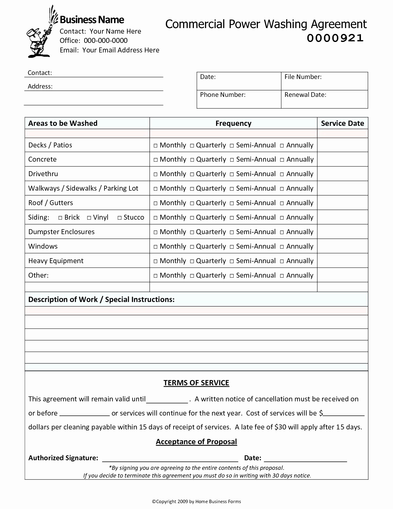 Pressure Washing Contract Forms Awesome Document Template