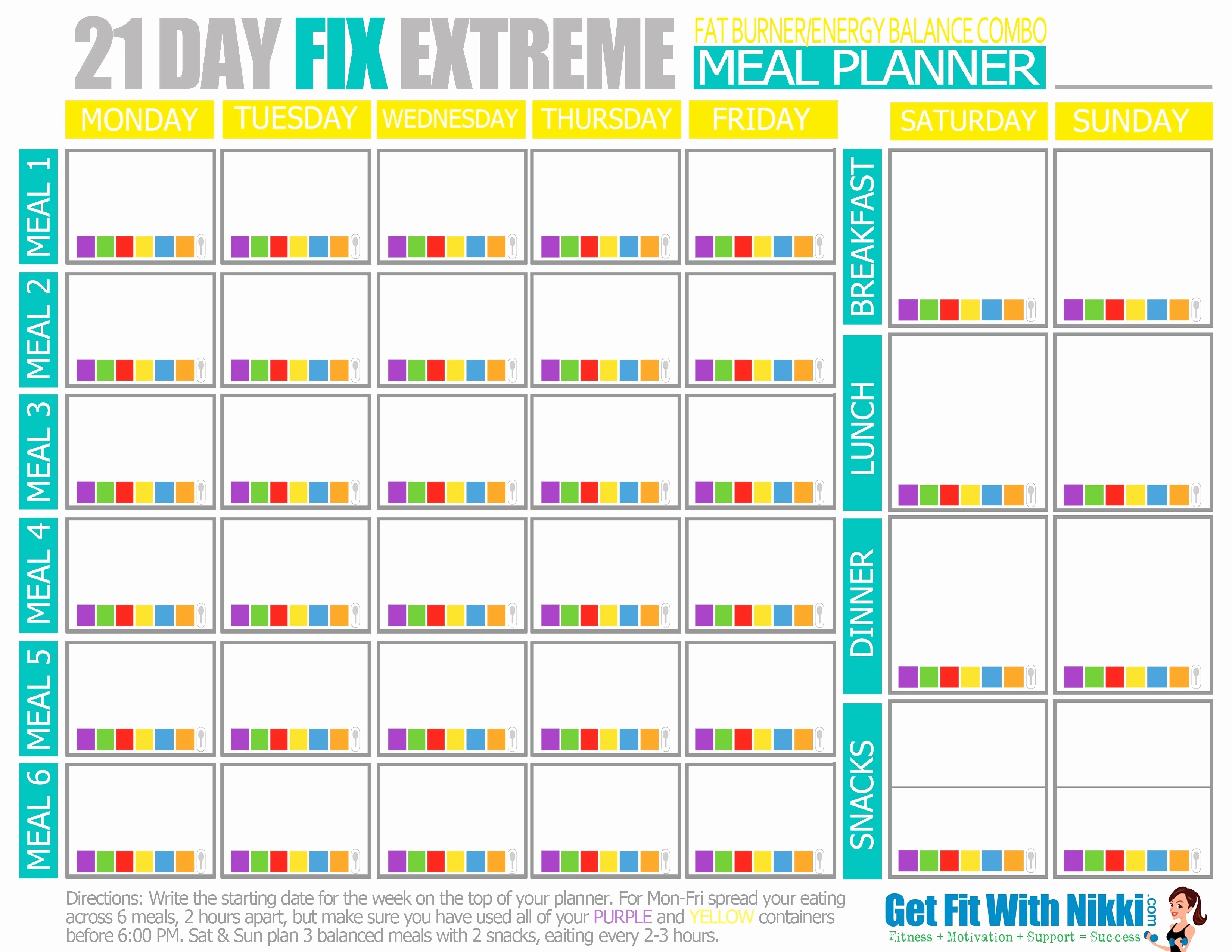 Printable 21 Day Fix Meal Plan Template Best Of Planner Document
