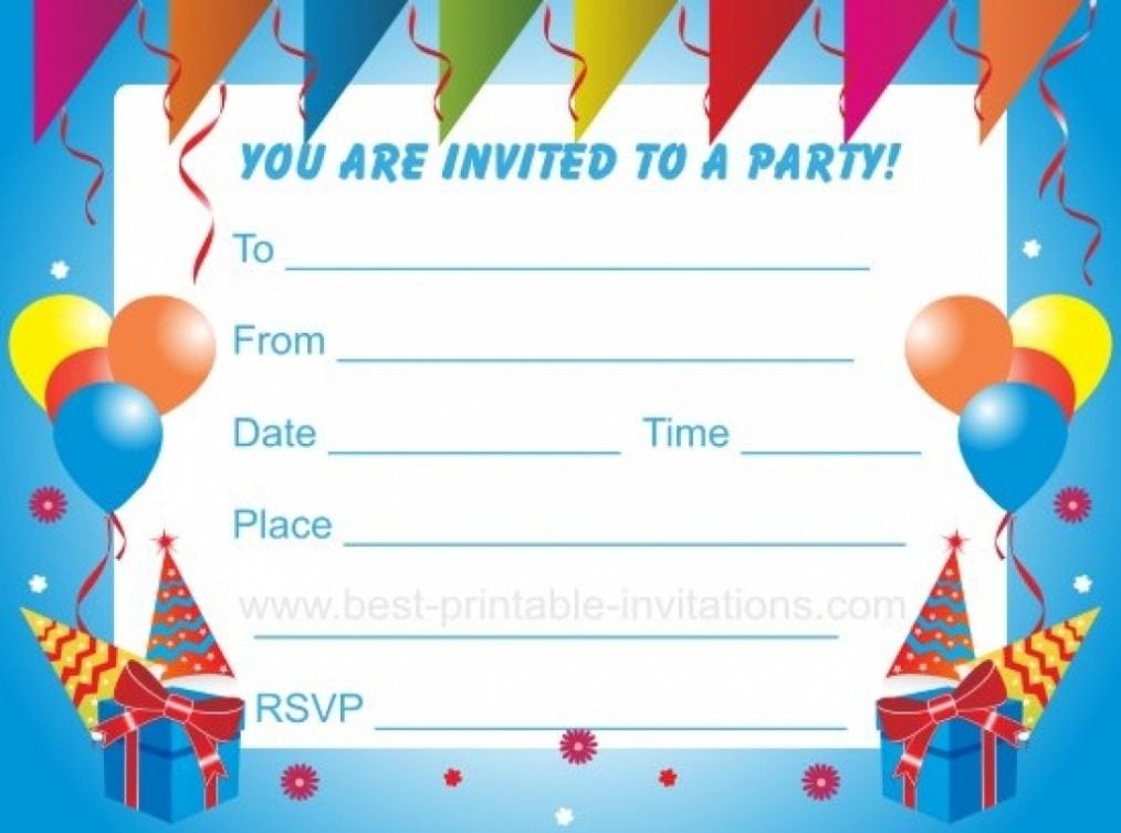 Printable Children S Birthday Invitations Document Free Kids