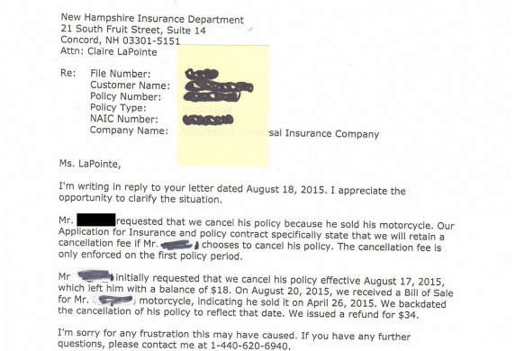 Progressive S Cancellation Fee Violates Their Contract 350Jeff Document Insurance