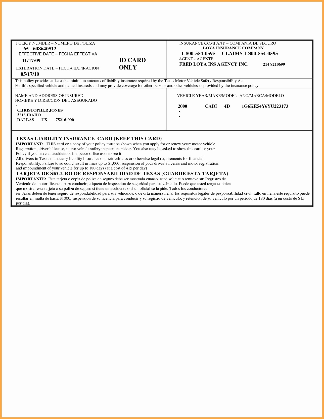 Proof Of Auto Insurance Template Free Beautiful Fake Document