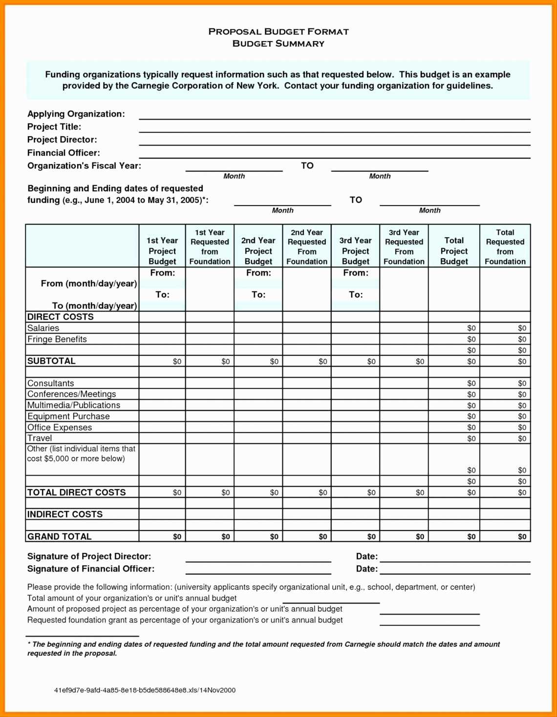 Proposal Tracking Spreadsheet Document
