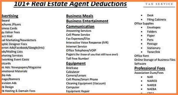 Real Estate Agent Expenses Spreadsheet Deduction Cheatsheet Cover Document Expense