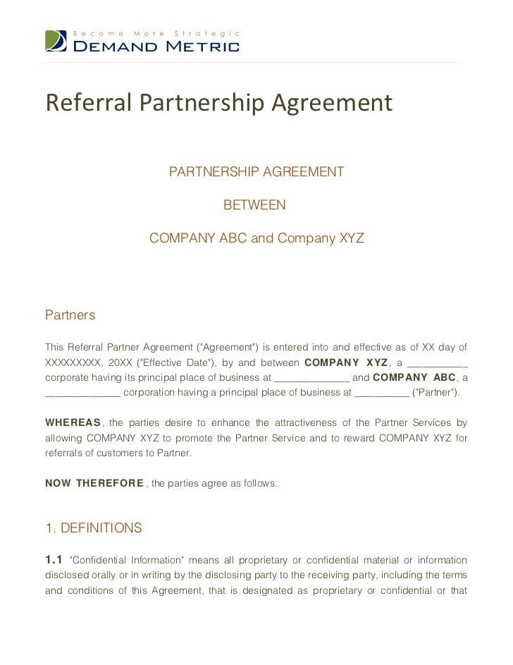 Referral Partnership Agreement Document Partner Template