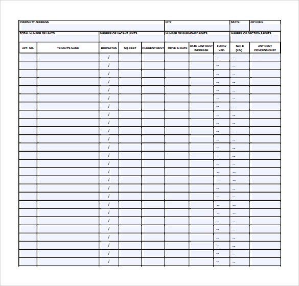 Rent Roll Template Digital Event Info Document Simple